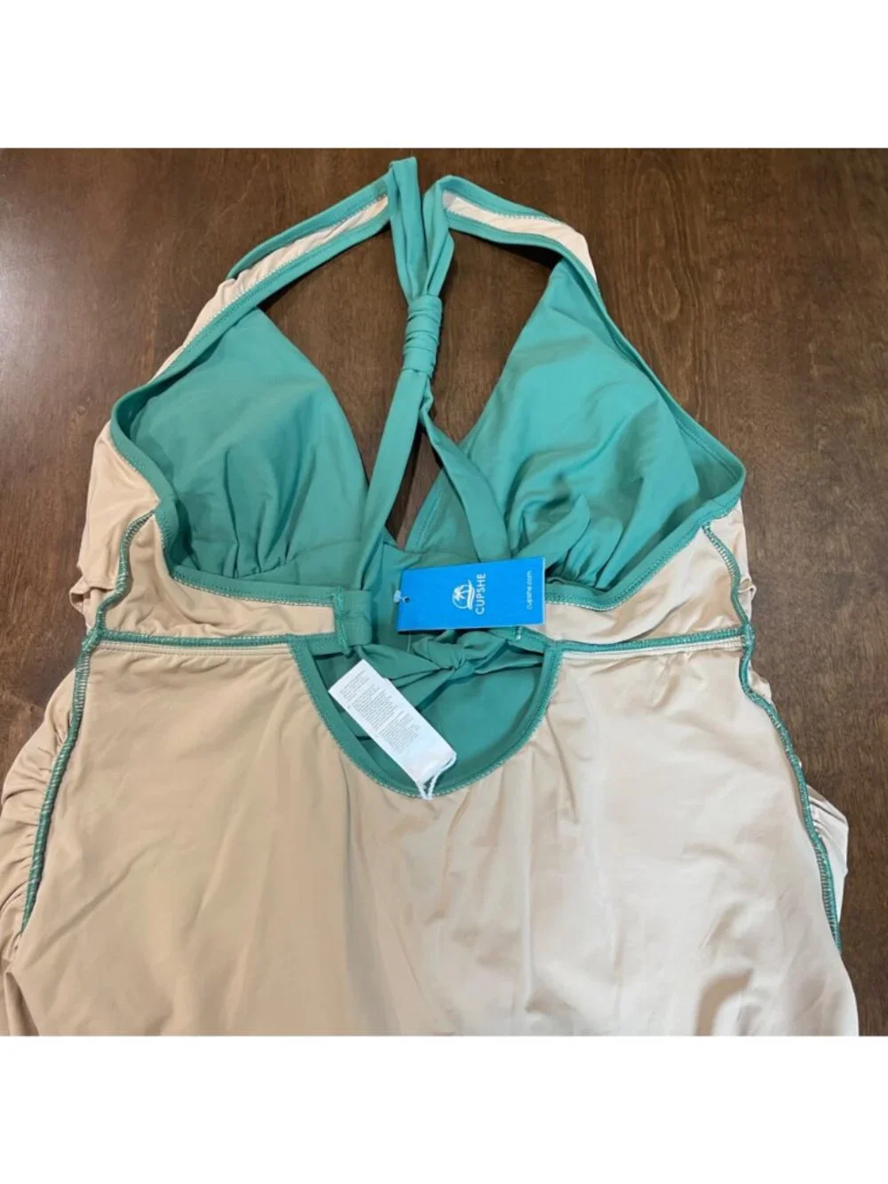 Cupshe Ruched Side Maternity One Piece Swimsuit Women's Size XL Green Cross Back